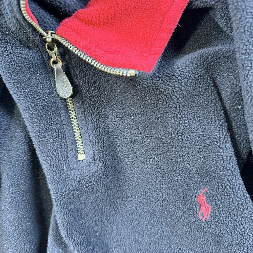 Polo Ralph Lauren 1/4 Zip Fleece Pullover Adult XL Black Red Jacket Embroidered